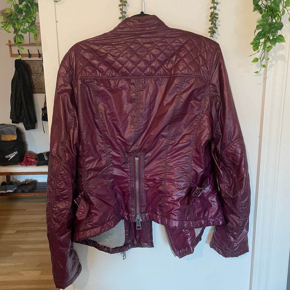 Burberry Brit Quilted Jacket Motorcycle Moto Plum Gunmetal Hardware US 14 - Picture 7 of 16